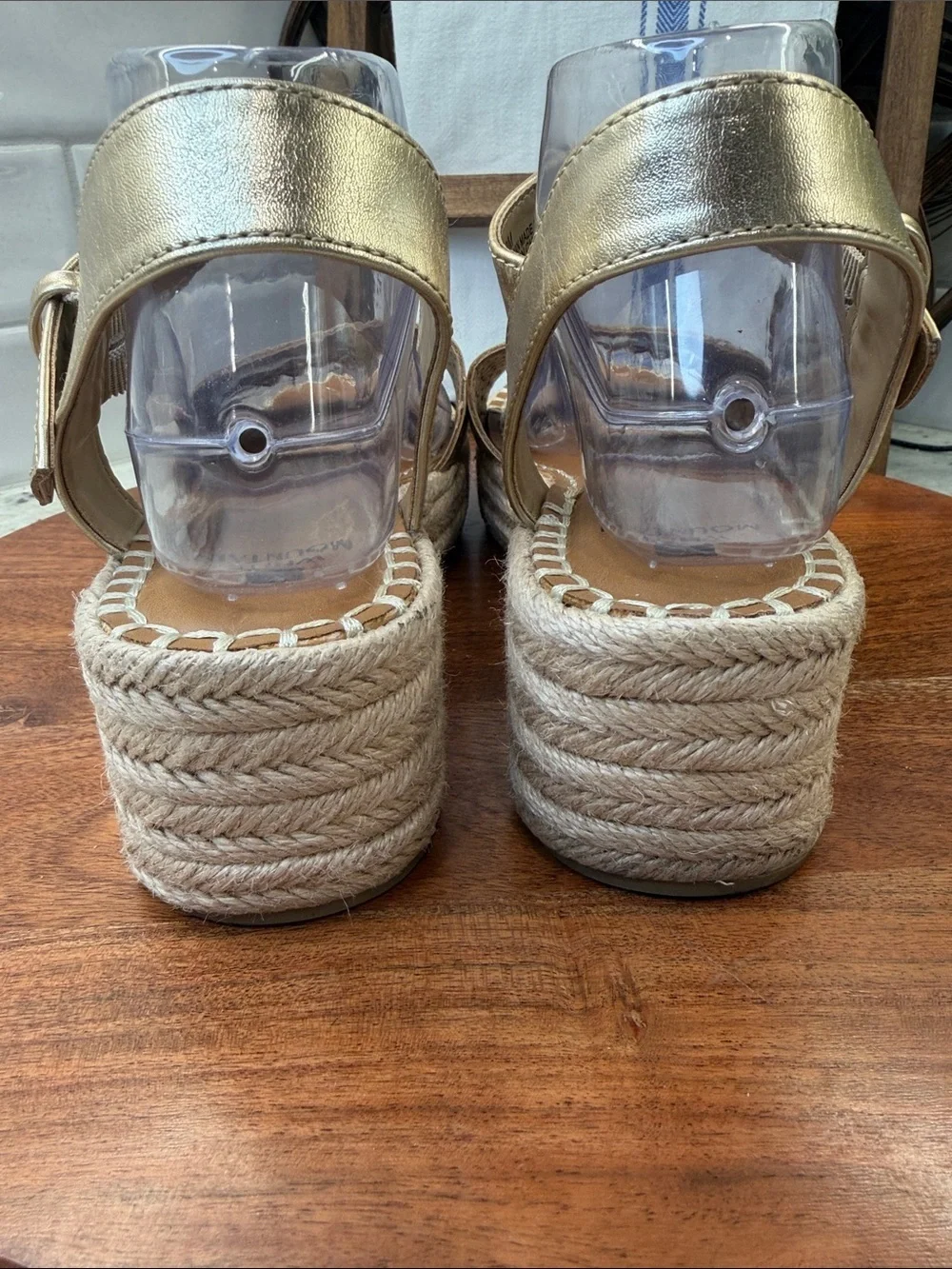 White Mountain Gold Perforated Espadrille Wedge Sandals - Women